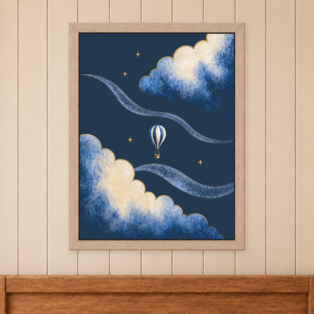 Moonrise Balloon and Clouds Print