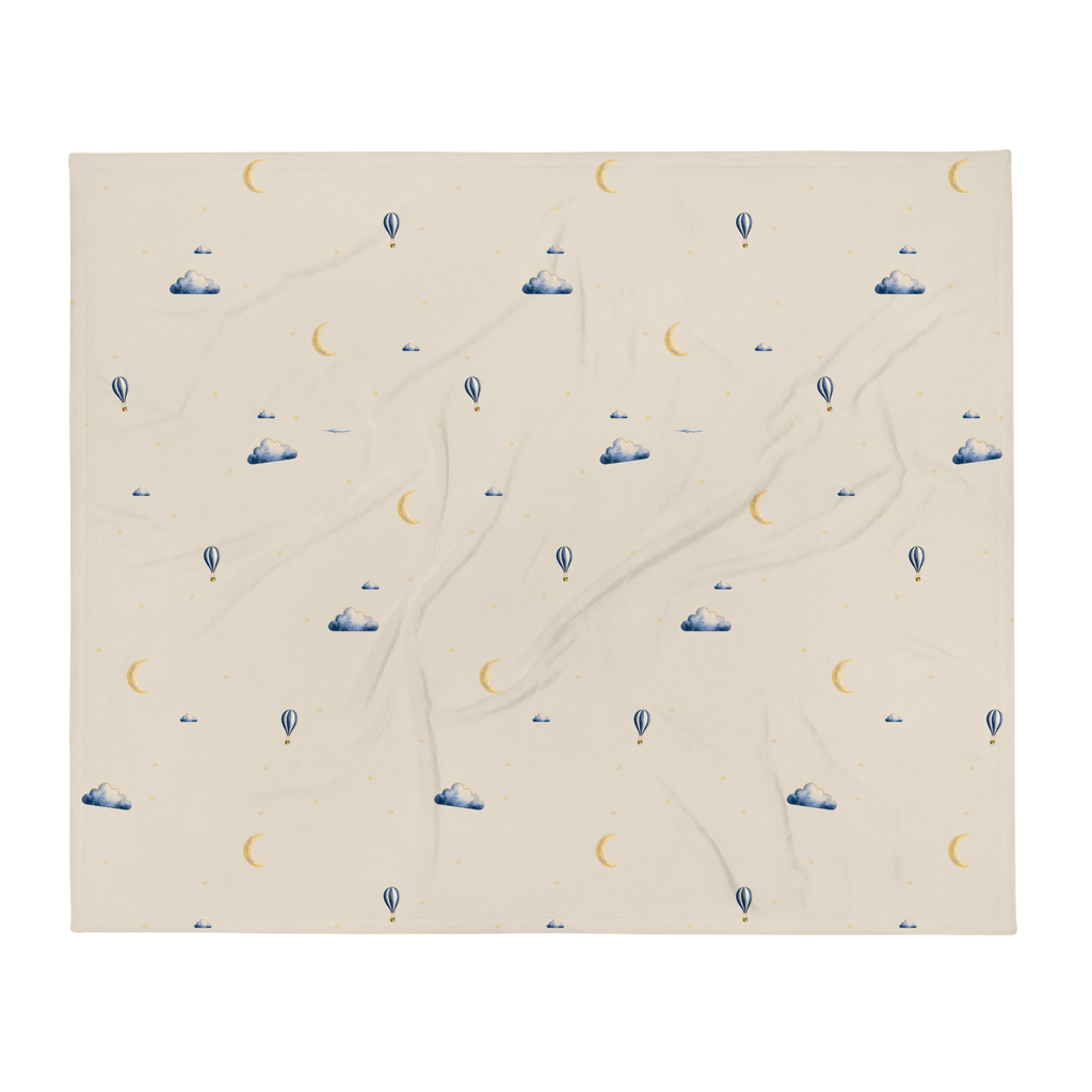 Moonrise hemmed throw shown flat with its printed front.