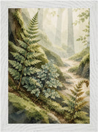 Mosswood Trail Fern by the Stream, Size: A4, Frame colour: White; supplier product preview.