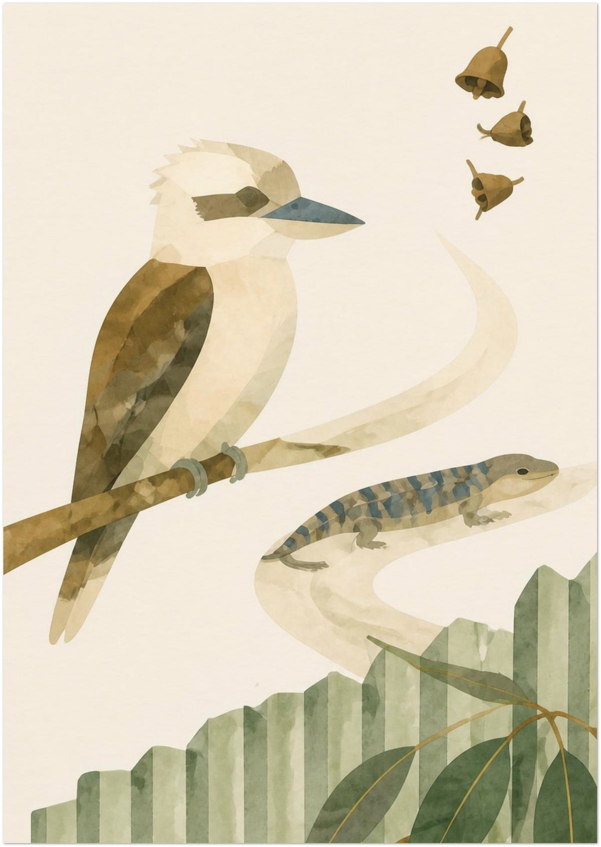 Bush Picnic Kookaburra and Skink, Size: A4; supplier product preview.