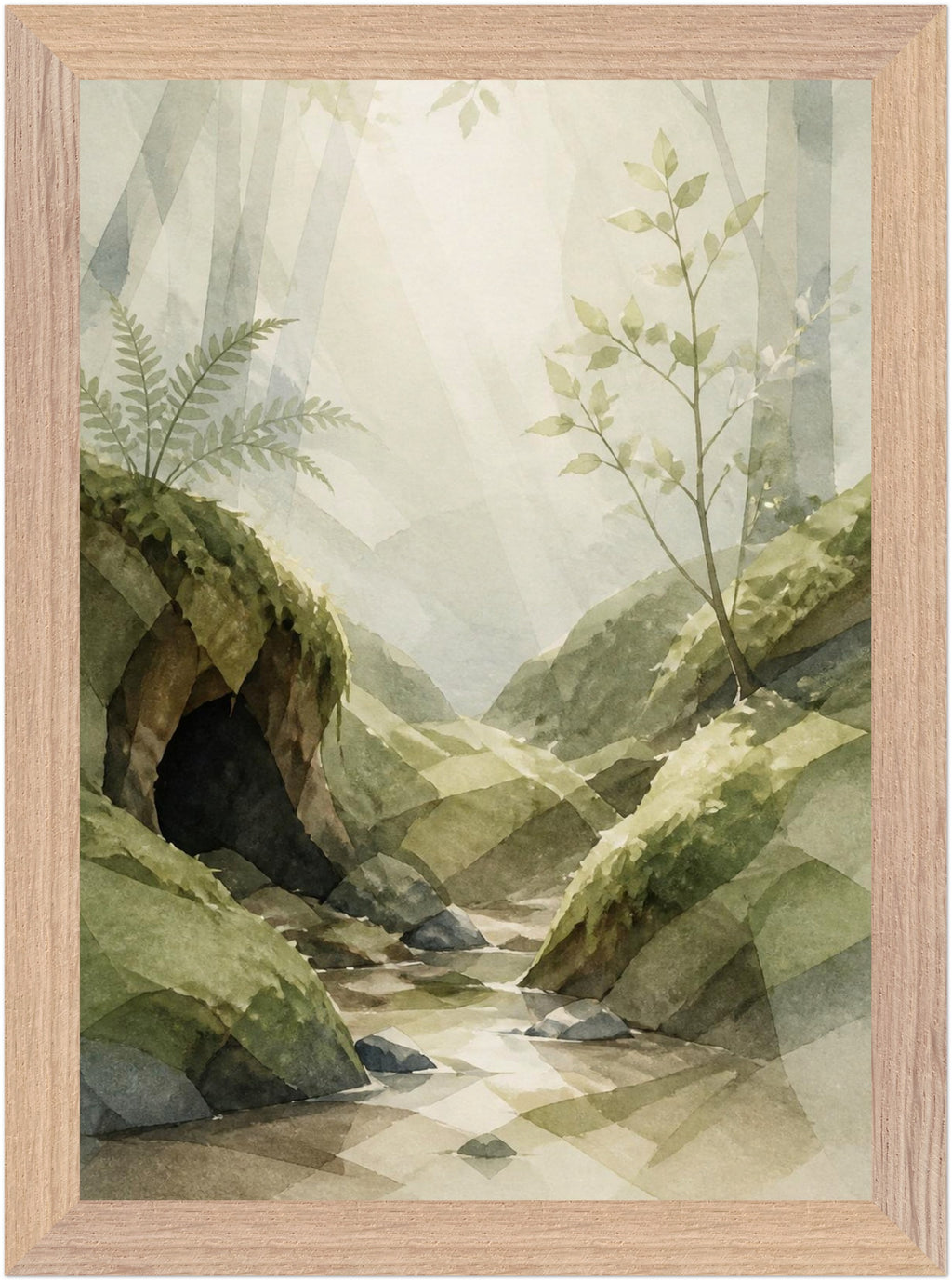 Mosswood Trail Woodland Creek, Size: A4, Frame colour: Wood; supplier product preview.