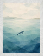 Seaglass Shore Whale in Blue Water, Size: 30 × 40 cm, Frame colour: White; supplier product preview.