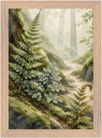Mosswood Trail Fern by the Stream, Size: A4, Frame colour: Wood; supplier product preview.