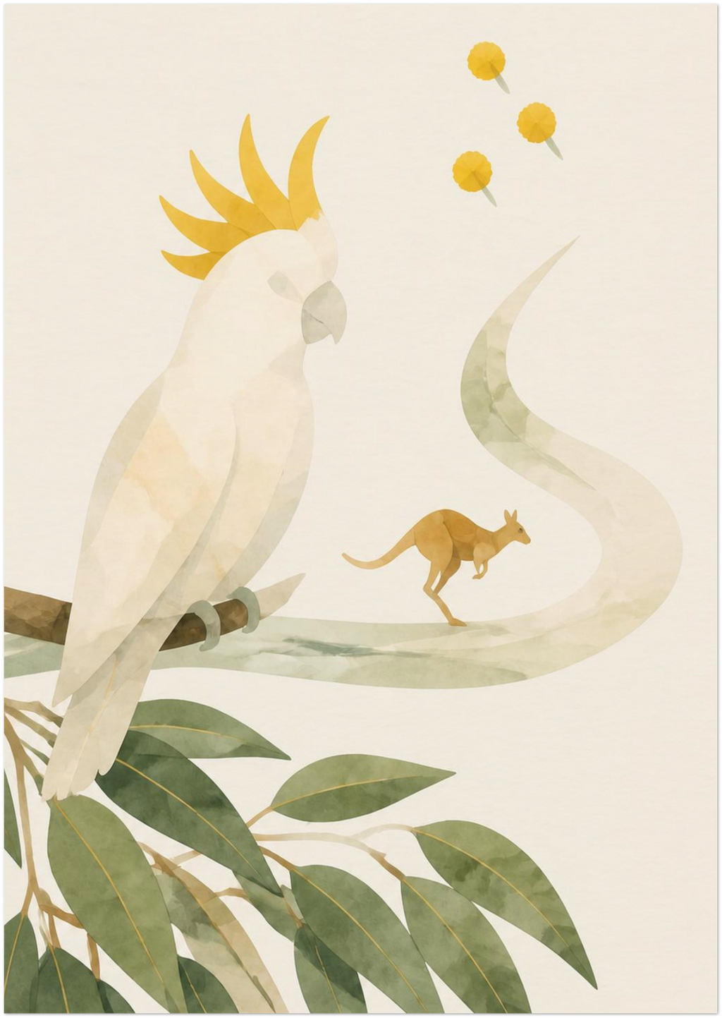 Bush Picnic Cockatoo and Kangaroo, Size: A4; supplier product preview.
