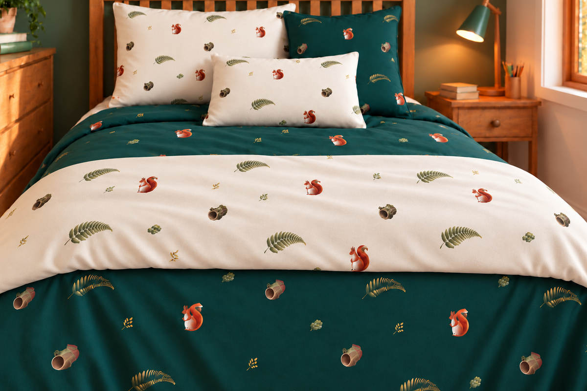 Mosswood Trail Throw, product view in the collection room.