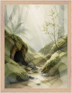 Mosswood Trail Woodland Creek, Size: 30 × 40 cm, Frame colour: Wood; supplier product preview.