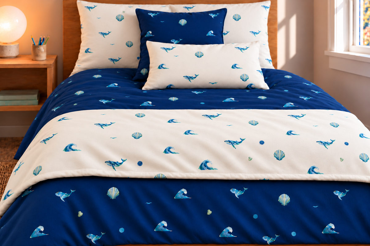 Seaglass Shore Throw, product view in the collection room.
