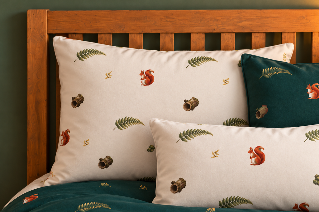 Mosswood Trail Pillowcase, product view in the collection room.