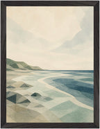 Seaglass Shore Rocky Shore, Size: 30 × 40 cm, Frame colour: Black; supplier product preview.