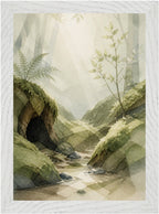 Mosswood Trail Woodland Creek, Size: A4, Frame colour: White; supplier product preview.
