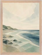 Seaglass Shore Rocky Shore, Size: 30 × 40 cm, Frame colour: Wood; supplier product preview.