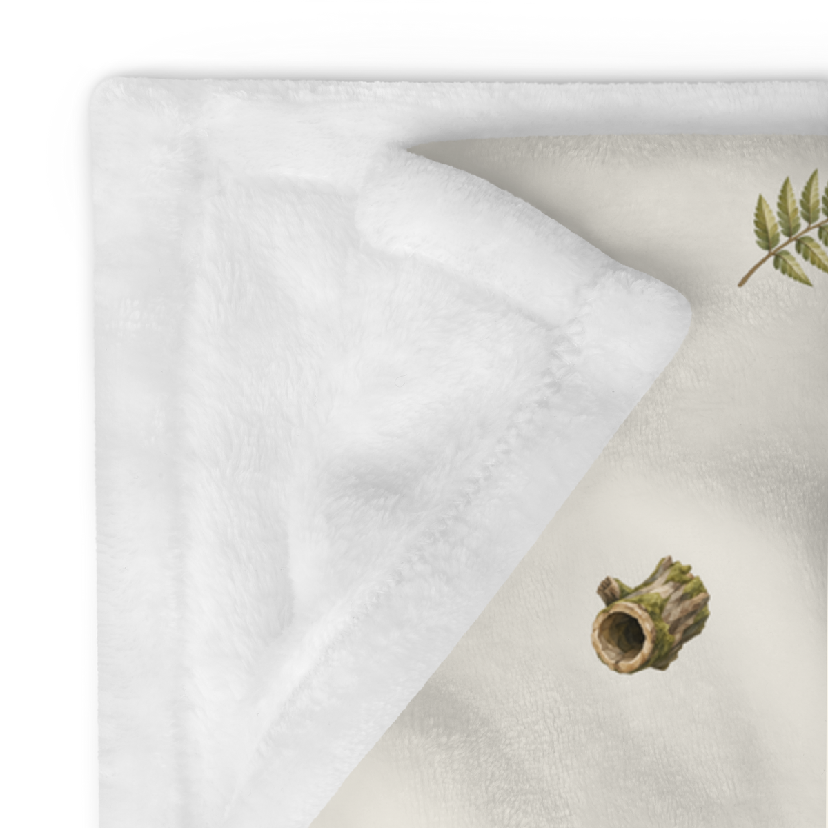 Mosswood Trail Throw, folded view with the light reverse visible.