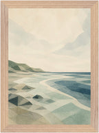 Seaglass Shore Rocky Shore, Size: A4, Frame colour: Wood; supplier product preview.