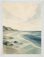 Seaglass Shore Rocky Shore, Size: 30 × 40 cm, Frame colour: White; supplier product preview.