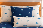 Seaglass Shore Filled Square Cushion, product view in the collection room.