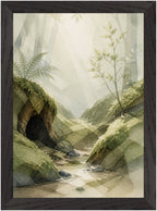 Mosswood Trail Woodland Creek, Size: A4, Frame colour: Black; supplier product preview.